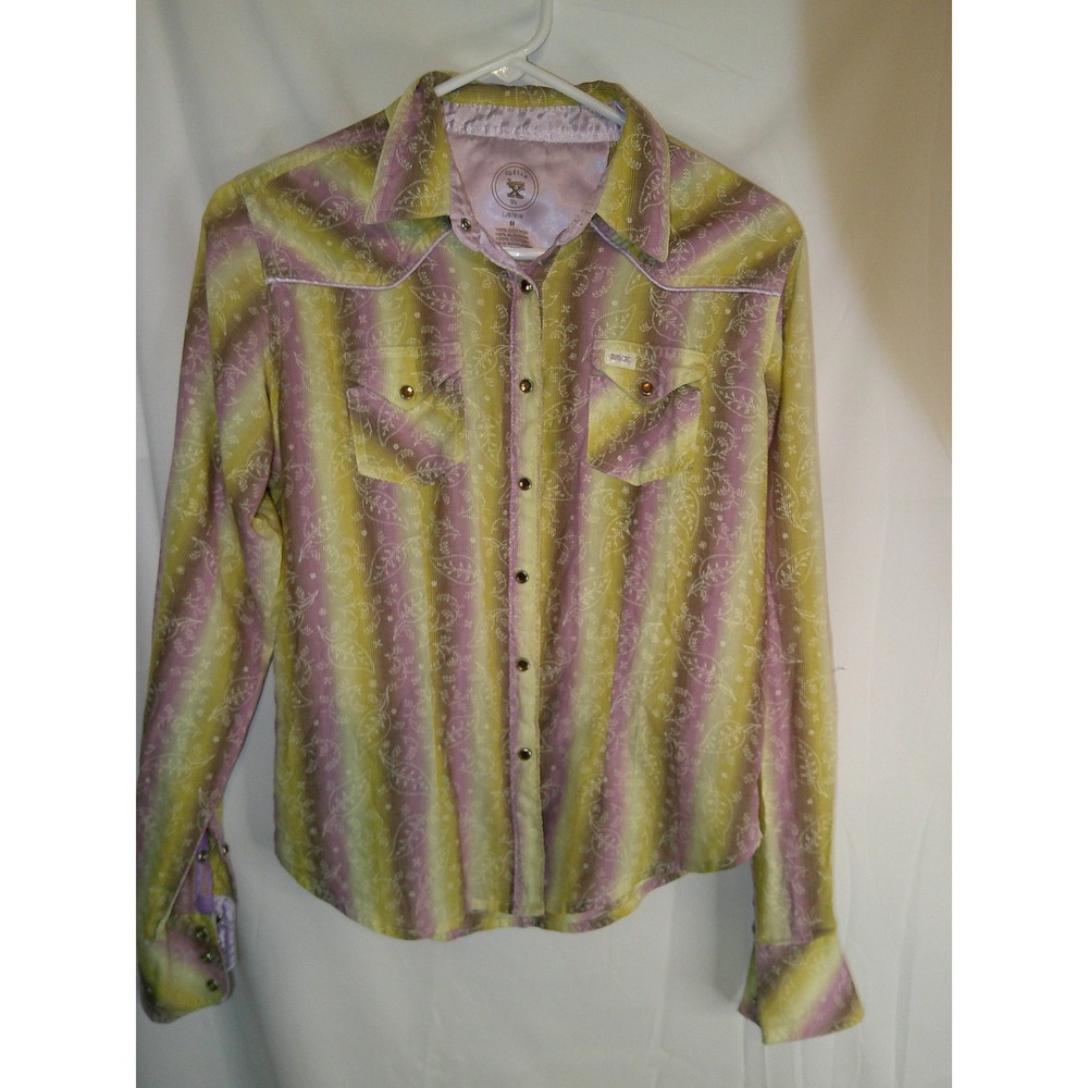 Vintage Ultra Twenty X Fit Womens Western‎ Shirt Striped Paisley Snap Button Med